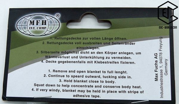 MFH®: Rettungsdecke olivfarben/silber